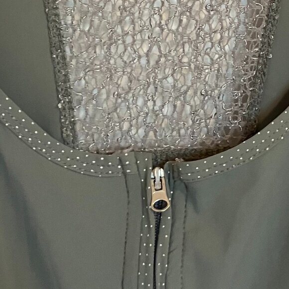 Dolcezza Fitted Style Kaki Green Tunic Top Size Medium FLAWS - Picture 2 of 10